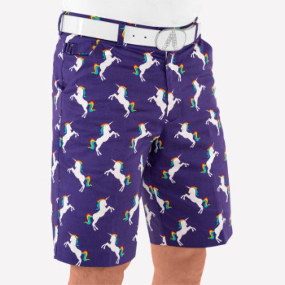 Royal & Awesome Stallion Strides Golf Shorts Unicorn Print, Size 38 (D1)